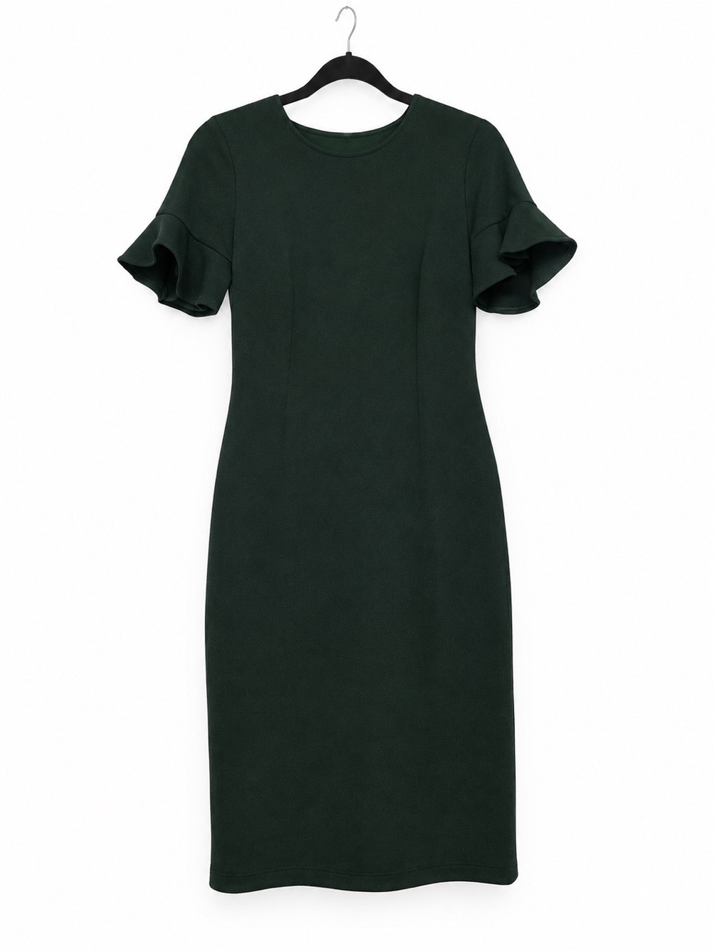 Calvin Klein Dark Green Ruffle Sleeve Midi Dress